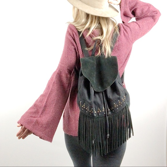 American Eagle Outfitters Handbags - American Eagle black fringe mini backpack